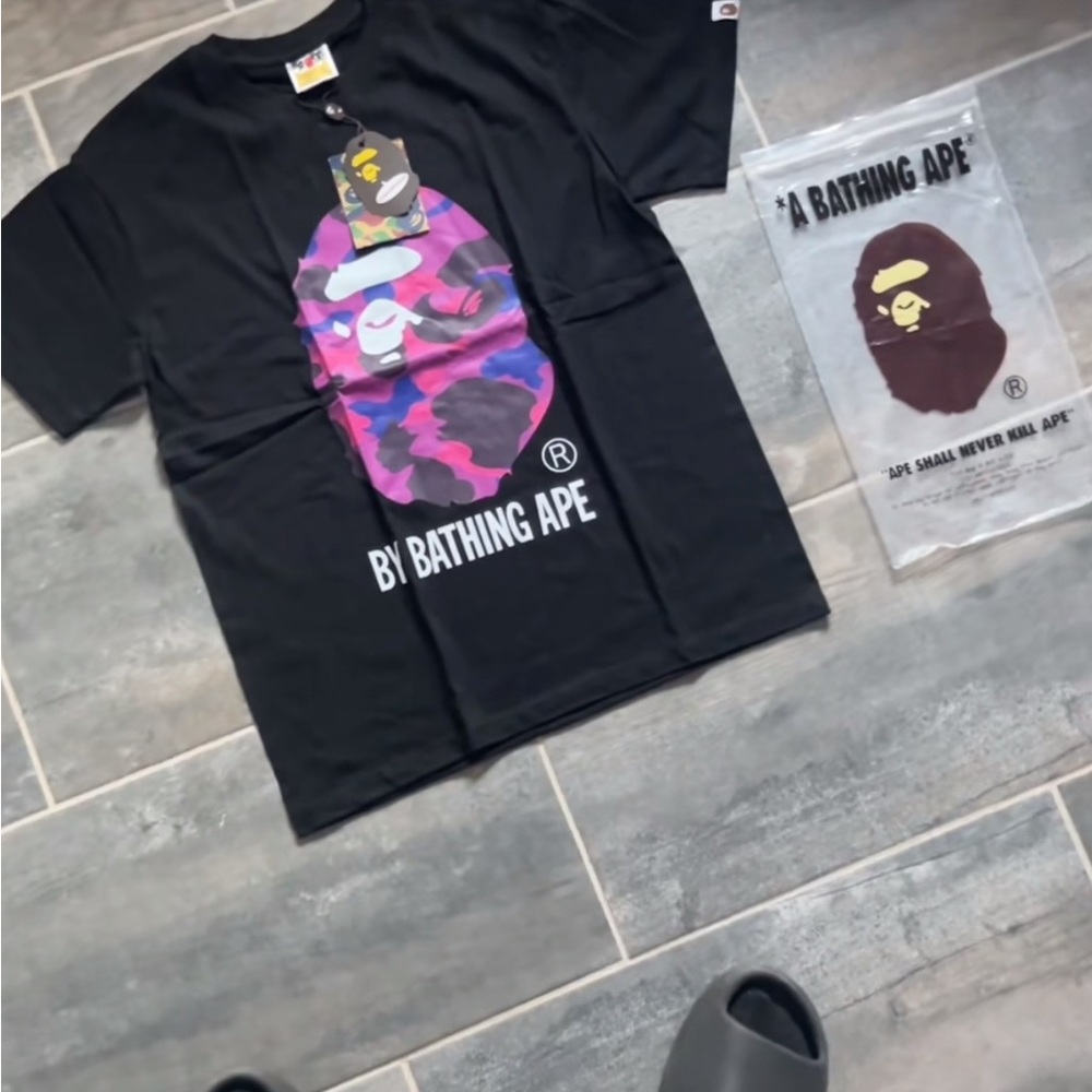 Bape Black Tee with Vibrant Ape Graphic